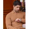 imageJMIERR Mens Casual Buttonless Polo Shirt Long Sleeve V Neck Ribbed Knit Golf ShirtsA Camel