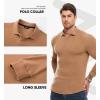 imageJMIERR Mens Casual Buttonless Polo Shirt Long Sleeve V Neck Ribbed Knit Golf ShirtsA Camel