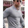 imageJMIERR Mens Casual Buttonless Polo Shirt Long Sleeve V Neck Ribbed Knit Golf ShirtsA Light Grey