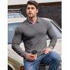 imageJMIERR Mens Casual Buttonless Polo Shirt Long Sleeve V Neck Ribbed Knit Golf ShirtsA Medium Grey