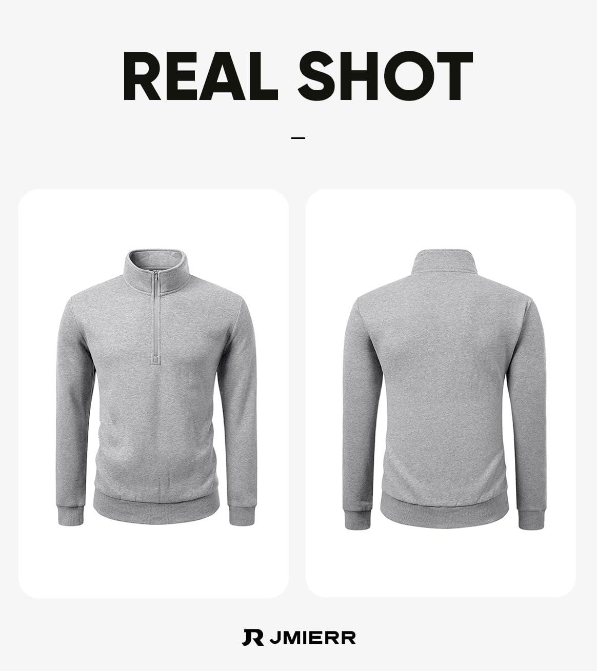 imageJMIERR Mens Quarter Zip Pullover Polo Sweater Mock Neck Long Sleeve Lightweight Fleece SweatshirtsLight Grey