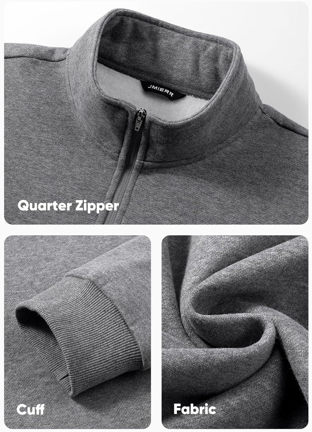 imageJMIERR Mens Quarter Zip Pullover Polo Sweater Mock Neck Long Sleeve Lightweight Fleece SweatshirtsMedium Grey