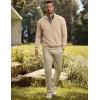 imageJMIERR Mens Quarter Zip Pullover Polo Sweater Mock Neck Long Sleeve Lightweight Fleece SweatshirtsApricot