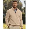imageJMIERR Mens Quarter Zip Pullover Polo Sweater Mock Neck Long Sleeve Lightweight Fleece SweatshirtsApricot