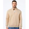 imageJMIERR Mens Quarter Zip Pullover Polo Sweater Mock Neck Long Sleeve Lightweight Fleece SweatshirtsApricot