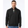 imageJMIERR Mens Quarter Zip Pullover Polo Sweater Mock Neck Long Sleeve Lightweight Fleece SweatshirtsBlack