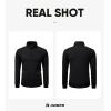 imageJMIERR Mens Quarter Zip Pullover Polo Sweater Mock Neck Long Sleeve Lightweight Fleece SweatshirtsBlack