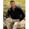 imageJMIERR Mens Quarter Zip Pullover Polo Sweater Mock Neck Long Sleeve Lightweight Fleece SweatshirtsBlack