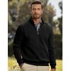 imageJMIERR Mens Quarter Zip Pullover Polo Sweater Mock Neck Long Sleeve Lightweight Fleece SweatshirtsBlack