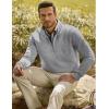imageJMIERR Mens Quarter Zip Pullover Polo Sweater Mock Neck Long Sleeve Lightweight Fleece SweatshirtsLight Grey