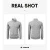 imageJMIERR Mens Quarter Zip Pullover Polo Sweater Mock Neck Long Sleeve Lightweight Fleece SweatshirtsLight Grey