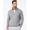 imageJMIERR Mens Quarter Zip Pullover Polo Sweater Mock Neck Long Sleeve Lightweight Fleece SweatshirtsLight Grey