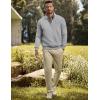imageJMIERR Mens Quarter Zip Pullover Polo Sweater Mock Neck Long Sleeve Lightweight Fleece SweatshirtsLight Grey