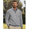 imageJMIERR Mens Quarter Zip Pullover Polo Sweater Mock Neck Long Sleeve Lightweight Fleece SweatshirtsLight Grey
