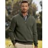 imageJMIERR Mens Quarter Zip Pullover Polo Sweater Mock Neck Long Sleeve Lightweight Fleece SweatshirtsMoss Green