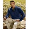 imageJMIERR Mens Quarter Zip Pullover Polo Sweater Mock Neck Long Sleeve Lightweight Fleece SweatshirtsNavy Blue
