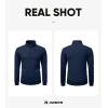 imageJMIERR Mens Quarter Zip Pullover Polo Sweater Mock Neck Long Sleeve Lightweight Fleece SweatshirtsNavy Blue