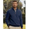 imageJMIERR Mens Quarter Zip Pullover Polo Sweater Mock Neck Long Sleeve Lightweight Fleece SweatshirtsNavy Blue
