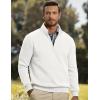 imageJMIERR Mens Quarter Zip Pullover Polo Sweater Mock Neck Long Sleeve Lightweight Fleece SweatshirtsWhite