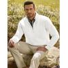 imageJMIERR Mens Quarter Zip Pullover Polo Sweater Mock Neck Long Sleeve Lightweight Fleece SweatshirtsWhite