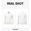 imageJMIERR Mens Quarter Zip Pullover Polo Sweater Mock Neck Long Sleeve Lightweight Fleece SweatshirtsWhite