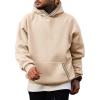 imageJMIERR Mens Hoodies Pullover Casual Cotton Fleece Hooded Sweatshirts Long Sleeve ShirtsKhaki