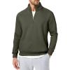 imageJMIERR Mens Quarter Zip Pullover Polo Sweater Mock Neck Long Sleeve Lightweight Fleece SweatshirtsMoss Green