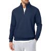 imageJMIERR Mens Quarter Zip Pullover Polo Sweater Mock Neck Long Sleeve Lightweight Fleece SweatshirtsNavy Blue