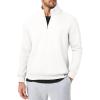 imageJMIERR Mens Quarter Zip Pullover Polo Sweater Mock Neck Long Sleeve Lightweight Fleece SweatshirtsWhite