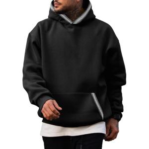 imageJMIERR Mens Hoodies Pullover Casual Cotton Fleece Hooded Sweatshirts Long Sleeve ShirtsBlack