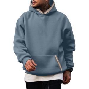 imageJMIERR Mens Hoodies Pullover Casual Cotton Fleece Hooded Sweatshirts Long Sleeve ShirtsBlue