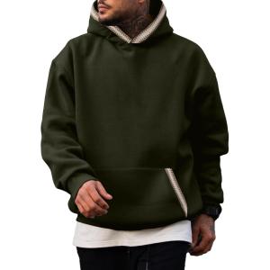 imageJMIERR Mens Hoodies Pullover Casual Cotton Fleece Hooded Sweatshirts Long Sleeve ShirtsGreen