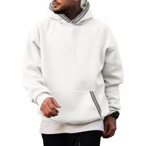 imageJMIERR Mens Hoodies Pullover Casual Cotton Fleece Hooded Sweatshirts Long Sleeve ShirtsWhite