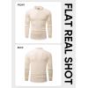 imageJMIERR Mens Casual Buttonless Polo Shirt Long Sleeve V Neck Ribbed Knit Golf ShirtsA Beige White