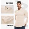 imageJMIERR Mens Casual Buttonless Polo Shirt Long Sleeve V Neck Ribbed Knit Golf ShirtsA Beige White