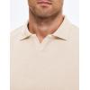imageJMIERR Mens Casual Buttonless Polo Shirt Long Sleeve V Neck Ribbed Knit Golf ShirtsA Beige White