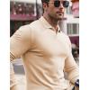 imageJMIERR Mens Casual Buttonless Polo Shirt Long Sleeve V Neck Ribbed Knit Golf ShirtsA Beige White