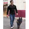 imageJMIERR Mens Casual Buttonless Polo Shirt Long Sleeve V Neck Ribbed Knit Golf ShirtsA Black