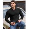 imageJMIERR Mens Casual Buttonless Polo Shirt Long Sleeve V Neck Ribbed Knit Golf ShirtsA Black