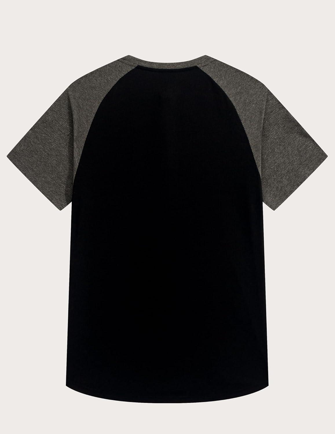 imageJMIERR Mens Muscle Slim Henley Shirts Crewneck Longline TShirt Gym Workout Athletic Shirt Tees with ButtonT Black  Grey