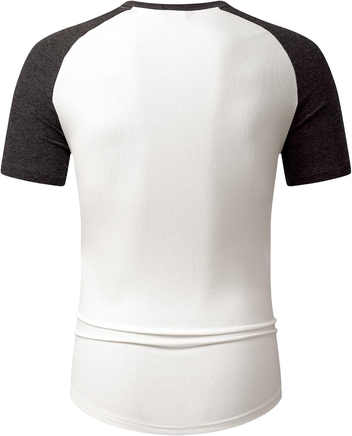 imageJMIERR Mens Muscle Slim Henley Shirts Crewneck Longline TShirt Gym Workout Athletic Shirt Tees with ButtonT White  Grey