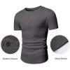 imageJMIERR Mens Muscle Slim Henley Shirts Crewneck Longline TShirt Gym Workout Athletic Shirt Tees with ButtonPackdark GreyBlack