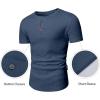 imageJMIERR Mens Muscle Slim Henley Shirts Crewneck Longline TShirt Gym Workout Athletic Shirt Tees with ButtonPackwhiteBlue