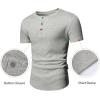 imageJMIERR Mens Muscle Slim Henley Shirts Crewneck Longline TShirt Gym Workout Athletic Shirt Tees with ButtonPackwhiteGrey