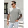 imageJMIERR Mens Muscle Slim Henley Shirts Crewneck Longline TShirt Gym Workout Athletic Shirt Tees with ButtonPackwhiteGrey