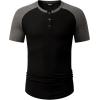 imageJMIERR Mens Muscle Slim Henley Shirts Crewneck Longline TShirt Gym Workout Athletic Shirt Tees with ButtonT Black  Grey