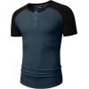 imageJMIERR Mens Muscle Slim Henley Shirts Crewneck Longline TShirt Gym Workout Athletic Shirt Tees with ButtonT Blue  Black