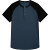imageJMIERR Mens Muscle Slim Henley Shirts Crewneck Longline TShirt Gym Workout Athletic Shirt Tees with ButtonT Blue  Black