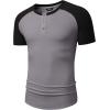 imageJMIERR Mens Muscle Slim Henley Shirts Crewneck Longline TShirt Gym Workout Athletic Shirt Tees with ButtonT Grey  Black