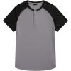 imageJMIERR Mens Muscle Slim Henley Shirts Crewneck Longline TShirt Gym Workout Athletic Shirt Tees with ButtonT Grey  Black